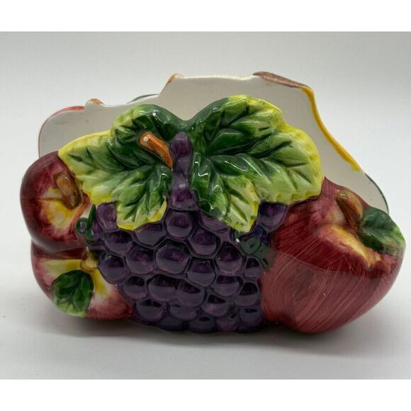 Vintage KMC Grape Hand Painted Fine Ceramicware Napkin Holder - Picture 1 of 8
